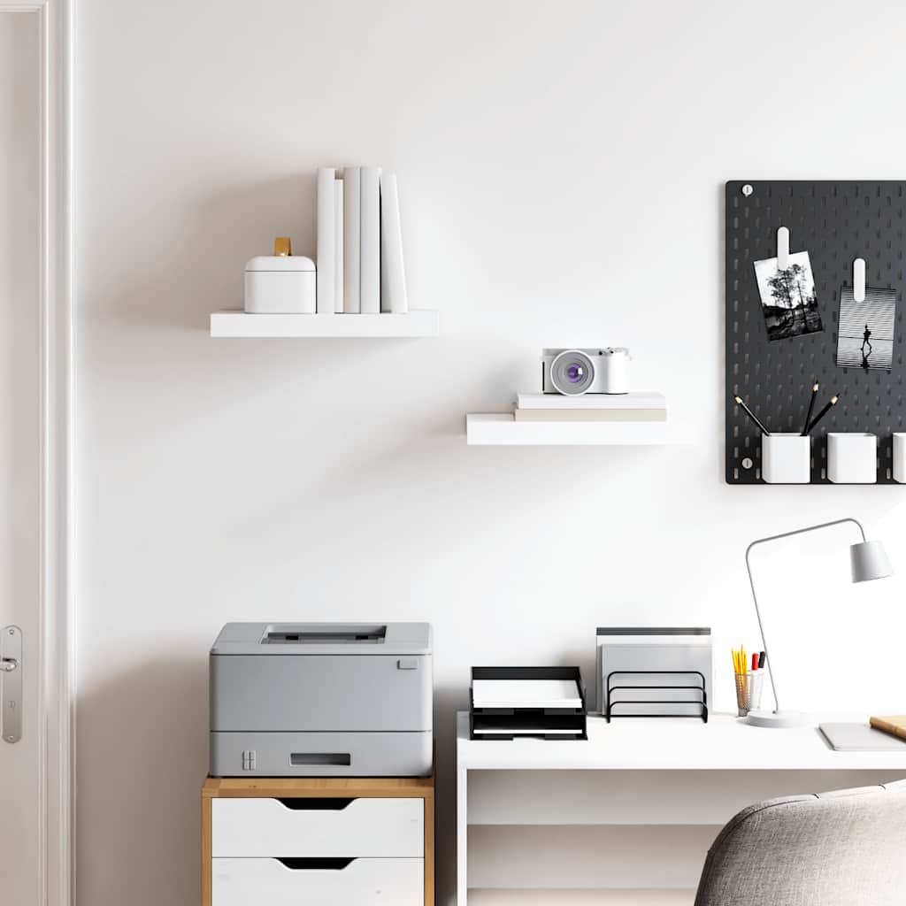 vidaXL Floating Wall Shelves 2 pcs High Gloss White 40x23.5x3.8 cm MDF