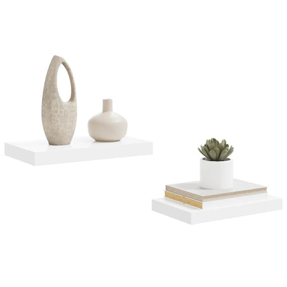 vidaXL Floating Wall Shelves 2 pcs High Gloss White 40x23.5x3.8 cm MDF