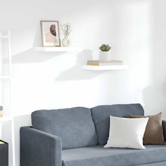 vidaXL Floating Wall Shelves 2 pcs High Gloss White 40x23.5x3.8 cm MDF