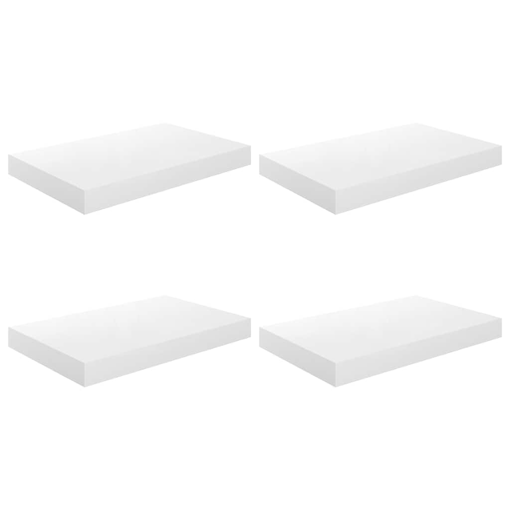 vidaXL Floating Wall Shelves 4 pcs High Gloss White 40x23.5x3.8 cm MDF