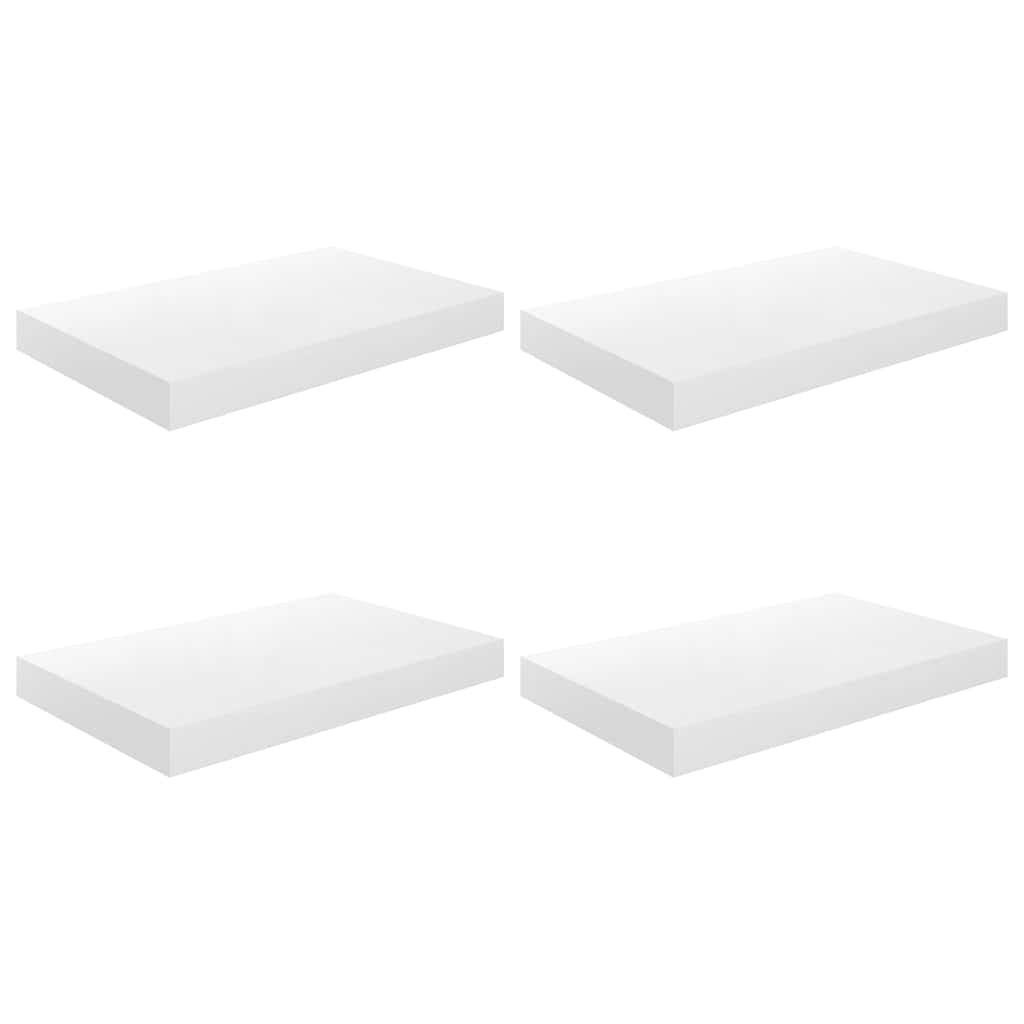 vidaXL Floating Wall Shelves 4 pcs High Gloss White 40x23x3.8 cm MDF