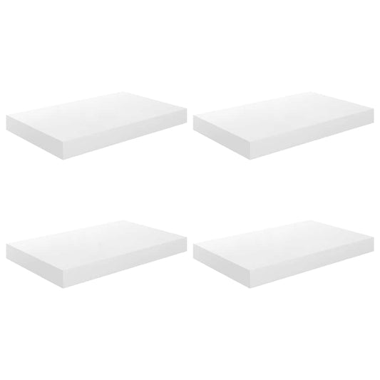 vidaXL Floating Wall Shelves 4 pcs High Gloss White 40x23x3.8 cm MDF