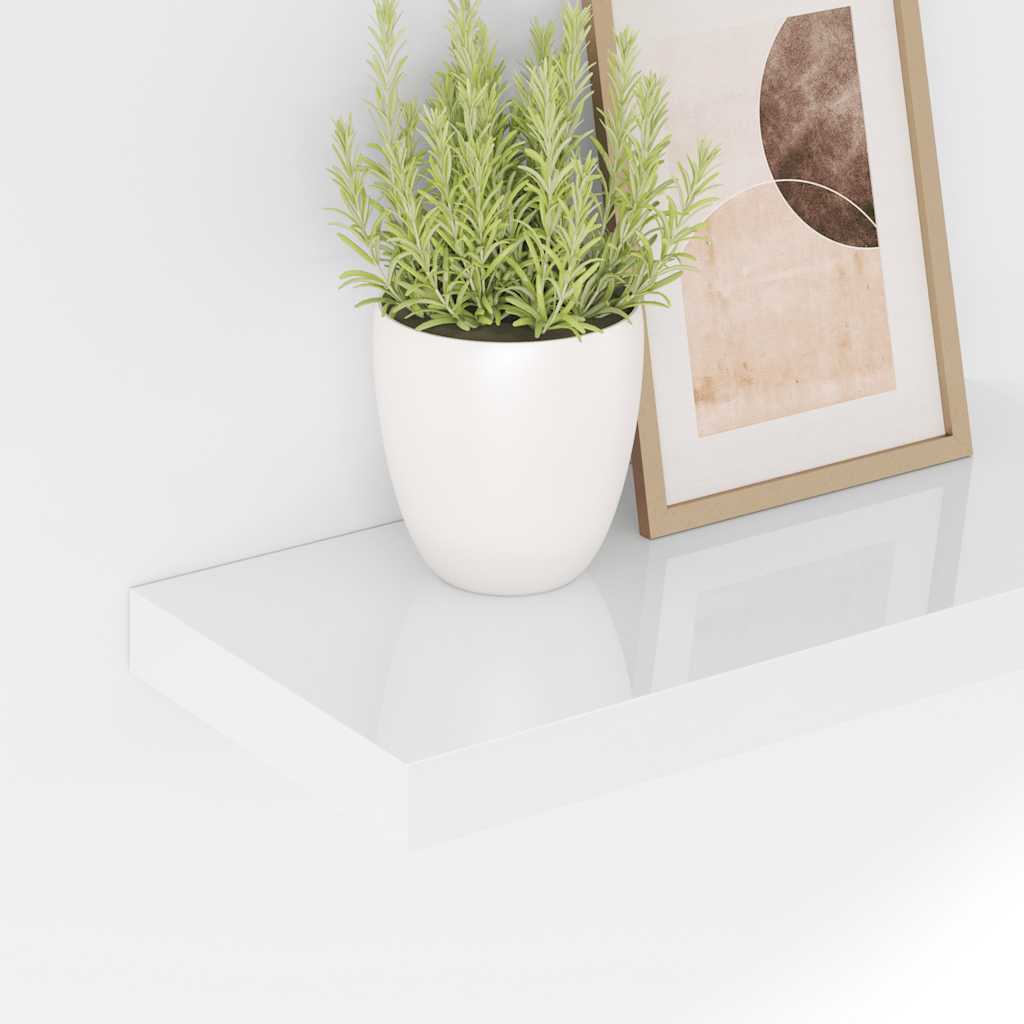 vidaXL Floating Wall Shelf High Gloss White 50x23x3.8 cm MDF