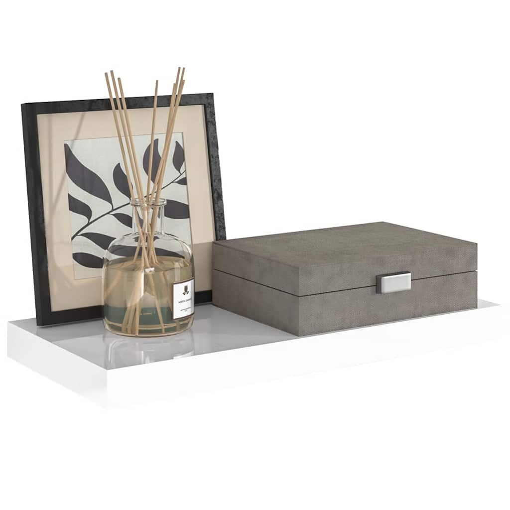 vidaXL Floating Wall Shelf High Gloss White 50x23x3.8 cm MDF
