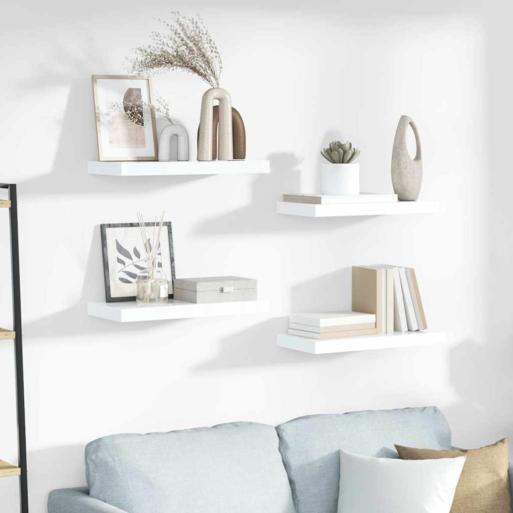 vidaXL Floating Wall Shelf High Gloss White 50x23.5x3.8 cm MDF