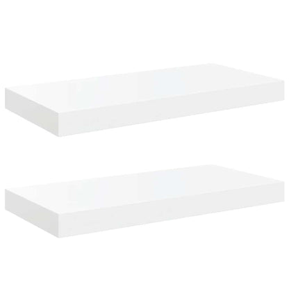 vidaXL Floating Wall Shelves 2 pcs High Gloss White 50x23x3.8 cm MDF