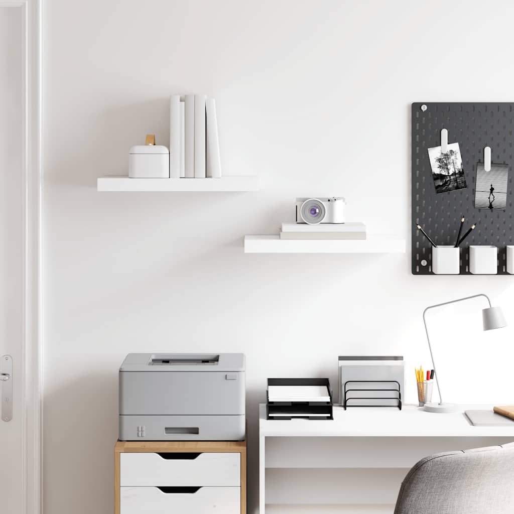 vidaXL Floating Wall Shelves 2 pcs High Gloss White 50x23x3.8 cm MDF