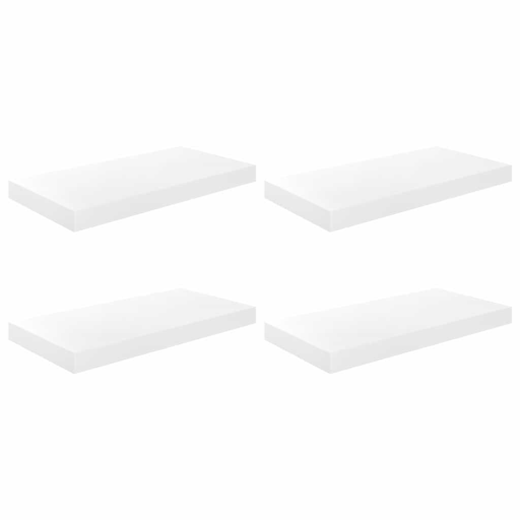 vidaXL Floating Wall Shelves 4 pcs High Gloss White 50x23.5x3.8 cm MDF