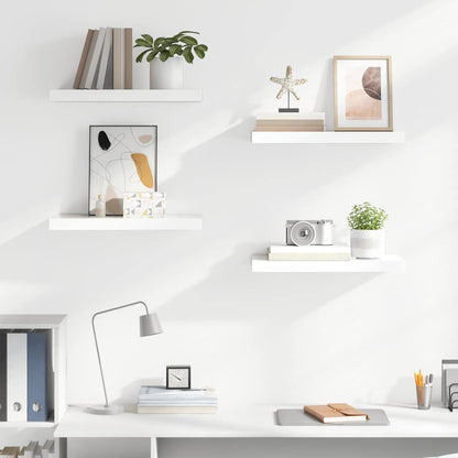 vidaXL Floating Wall Shelves 4 pcs High Gloss White 50x23.5x3.8 cm MDF