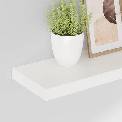 vidaXL Floating Wall Shelves 2 pcs High Gloss White 60x23.5x3.8 cm MDF