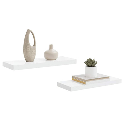 vidaXL Floating Wall Shelves 2 pcs High Gloss White 60x23.5x3.8 cm MDF
