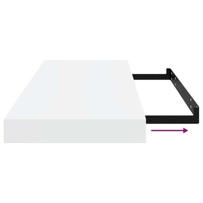 vidaXL Floating Wall Shelves 2 pcs High Gloss White 60x23.5x3.8 cm MDF