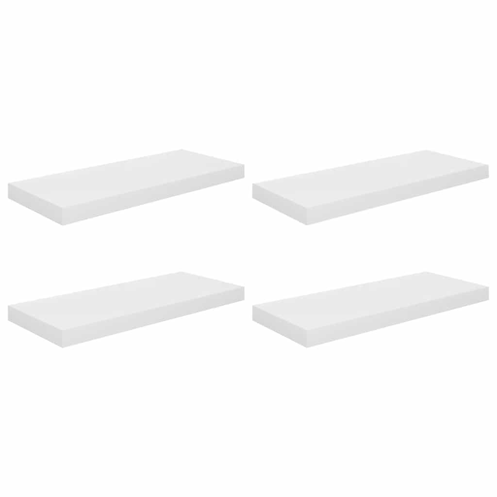 vidaXL Floating Wall Shelves 4 pcs High Gloss White 60x23.5x3.8 cm MDF