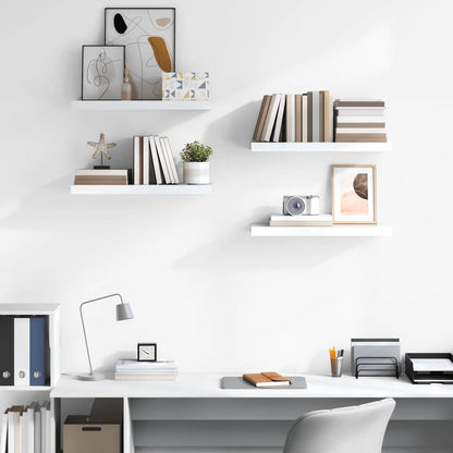 vidaXL Floating Wall Shelves 4 pcs High Gloss White 60x23.5x3.8 cm MDF