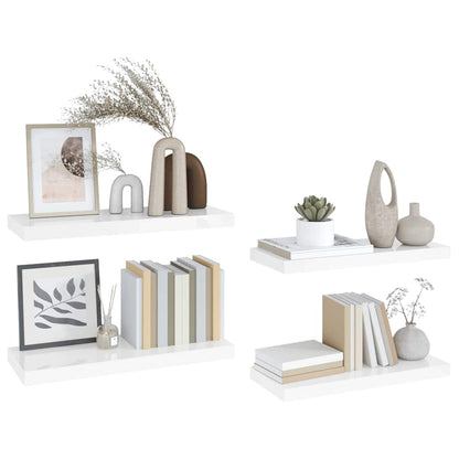 vidaXL Floating Wall Shelves 4 pcs High Gloss White 60x23.5x3.8 cm MDF