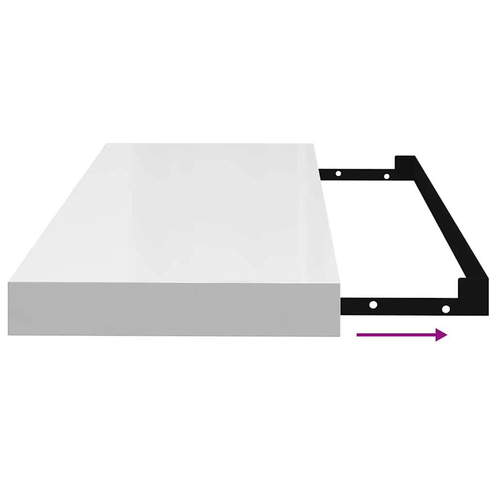 vidaXL Floating Wall Shelves 4 pcs High Gloss White 60x23.5x3.8 cm MDF