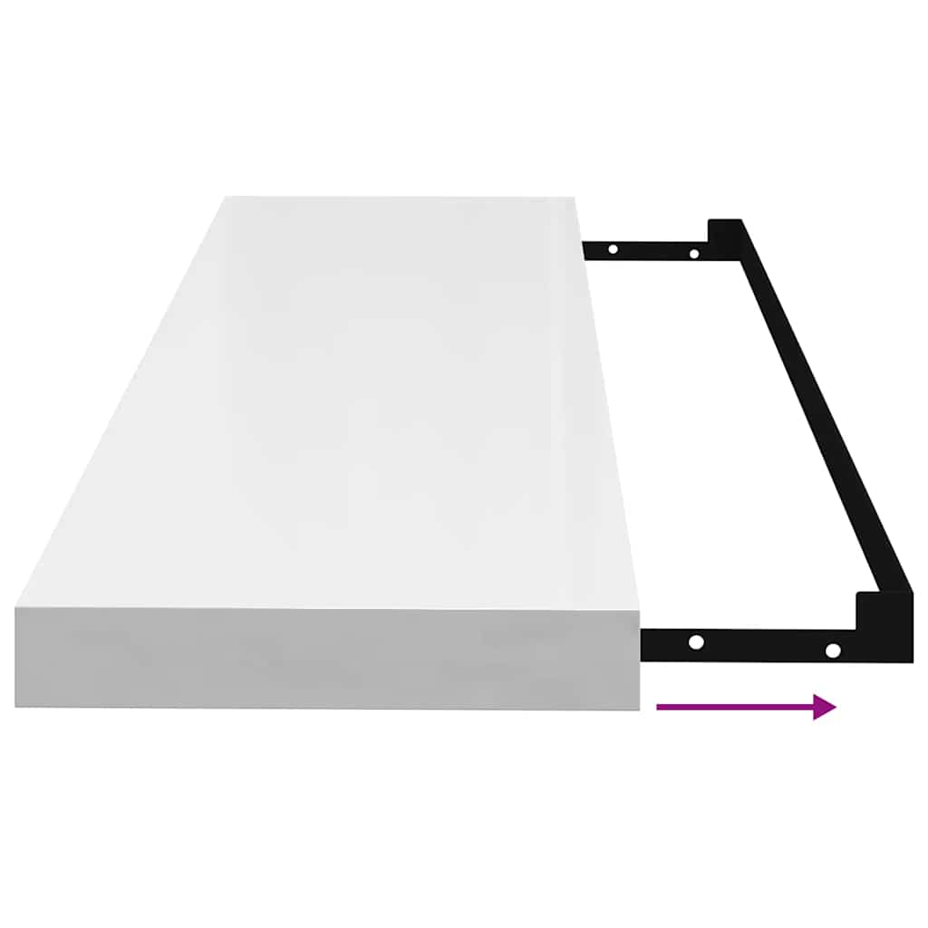 vidaXL Floating Wall Shelf High Gloss White 80x23.5x3.8 cm MDF