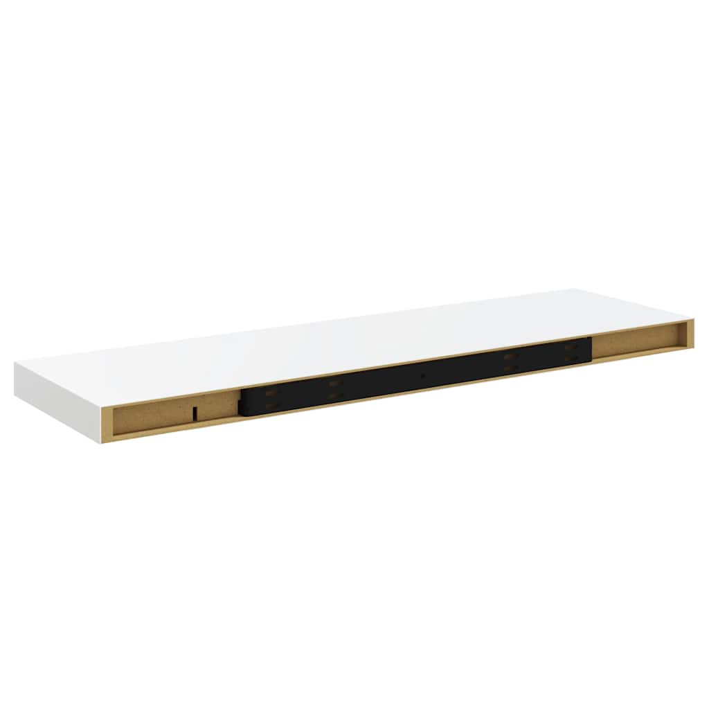 vidaXL Floating Wall Shelves 2 pcs High Gloss White 80x23.5x3.8 cm MDF
