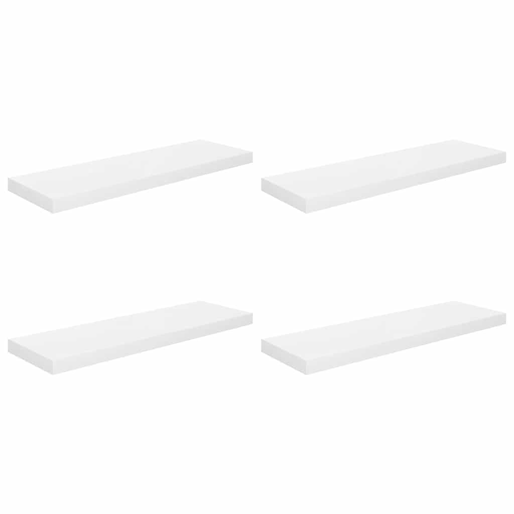 vidaXL Floating Wall Shelves 4 pcs High Gloss White 80x23.5x3.8 cm MDF