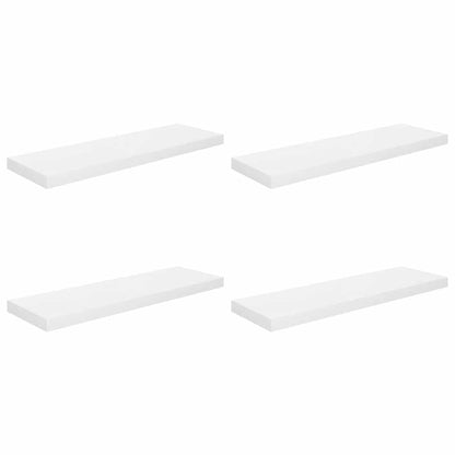 vidaXL Floating Wall Shelves 4 pcs High Gloss White 80x23.5x3.8 cm MDF
