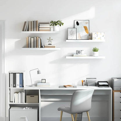 vidaXL Floating Wall Shelves 4 pcs High Gloss White 80x23.5x3.8 cm MDF