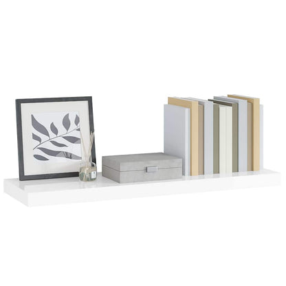 vidaXL Floating Wall Shelf High Gloss White 90x23.5x3.8 cm MDF