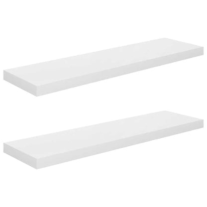vidaXL Floating Wall Shelves 2 pcs High Gloss White 90x23.5x3.8 cm MDF
