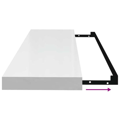 vidaXL Floating Wall Shelves 2 pcs High Gloss White 90x23.5x3.8 cm MDF