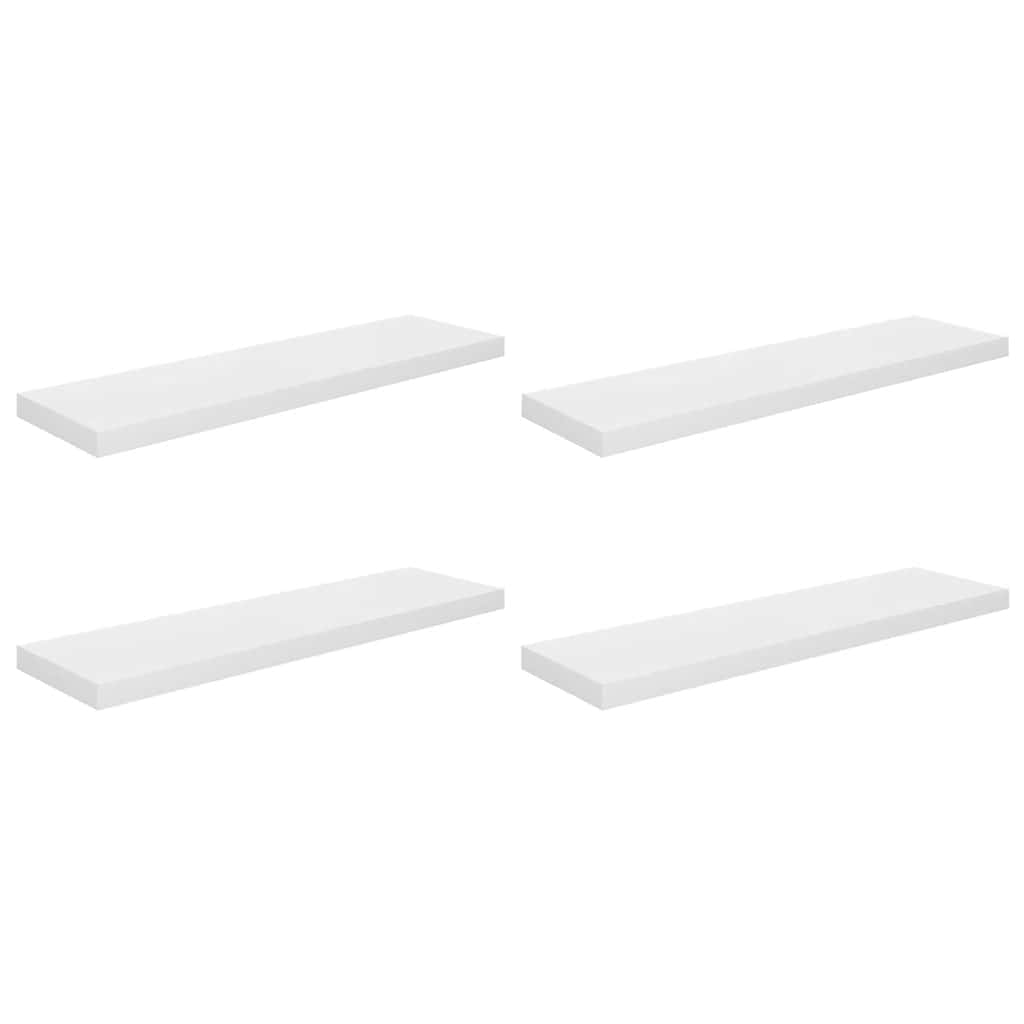 vidaXL Floating Wall Shelves 4 pcs High Gloss White 90x23.5x3.8 cm MDF