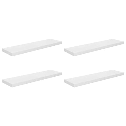 vidaXL Floating Wall Shelves 4 pcs High Gloss White 90x23.5x3.8 cm MDF