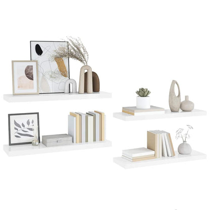 vidaXL Floating Wall Shelves 4 pcs High Gloss White 90x23.5x3.8 cm MDF