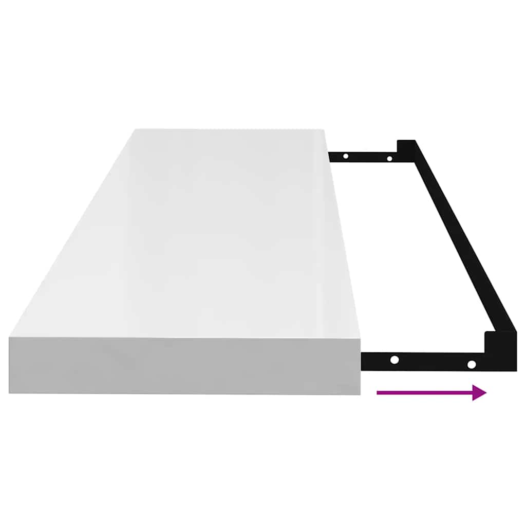 vidaXL Floating Wall Shelves 4 pcs High Gloss White 90x23.5x3.8 cm MDF