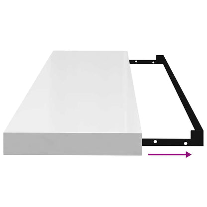 vidaXL Floating Wall Shelves 4 pcs High Gloss White 90x23.5x3.8 cm MDF