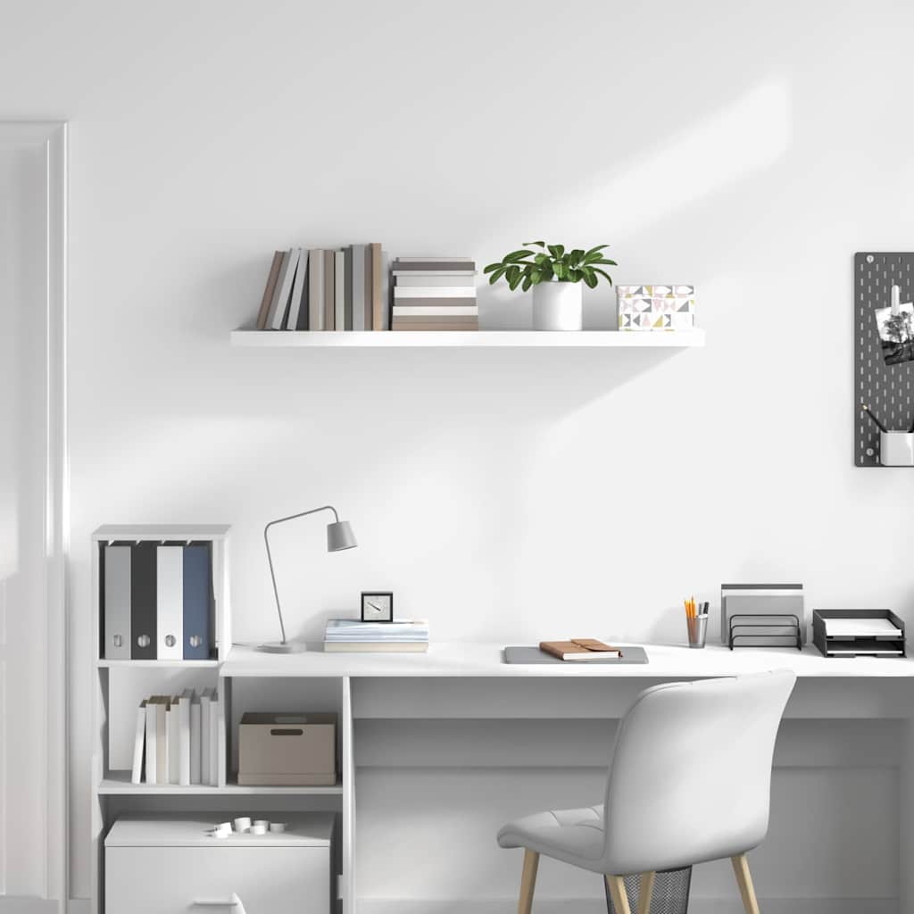 vidaXL Floating Wall Shelf High Gloss White 120x23,5x3,8 cm MDF