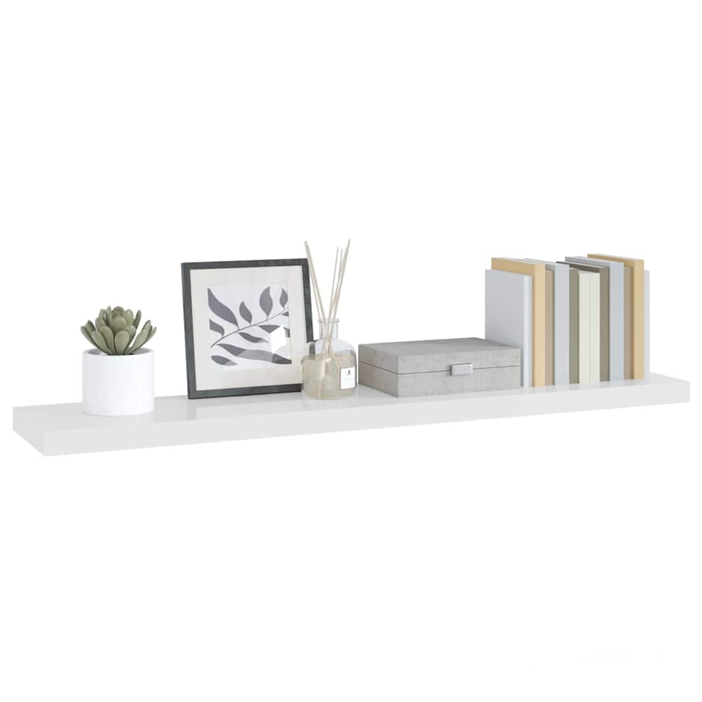 vidaXL Floating Wall Shelf High Gloss White 120x23,5x3,8 cm MDF