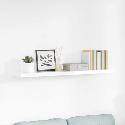 vidaXL Floating Wall Shelf High Gloss White 120x23,5x3,8 cm MDF