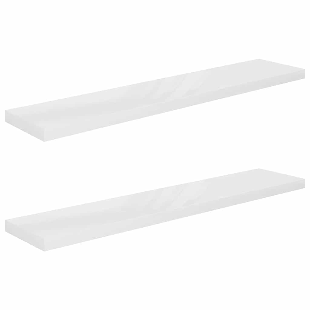 vidaXL Floating Wall Shelves 2 pcs High Gloss White 120x23.5x3.8 cm MDF