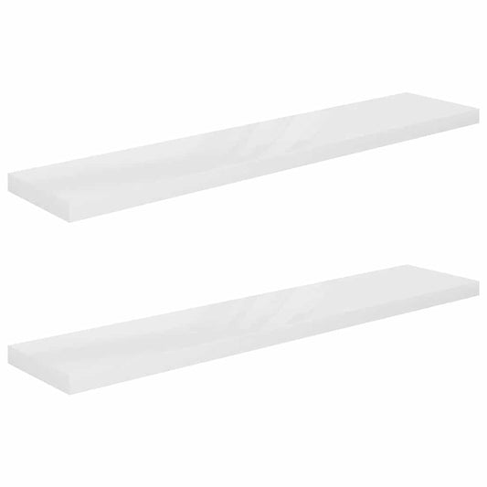 vidaXL Floating Wall Shelves 2 pcs High Gloss White 120x23.5x3.8 cm MDF