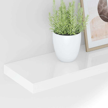 vidaXL Floating Wall Shelves 2 pcs High Gloss White 120x23.5x3.8 cm MDF