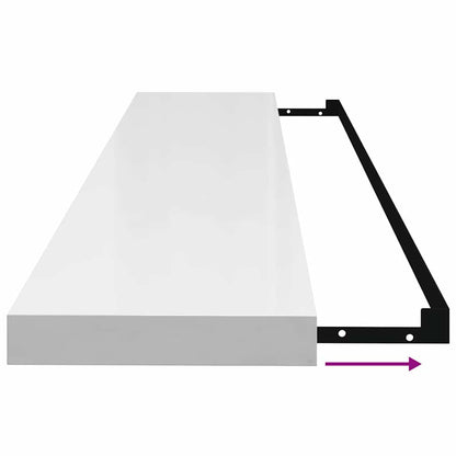 vidaXL Floating Wall Shelves 2 pcs High Gloss White 120x23.5x3.8 cm MDF