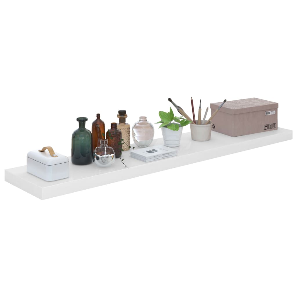 vidaXL Floating Wall Shelves 4 pcs High Gloss White 120x23.5x3.8 cm MDF
