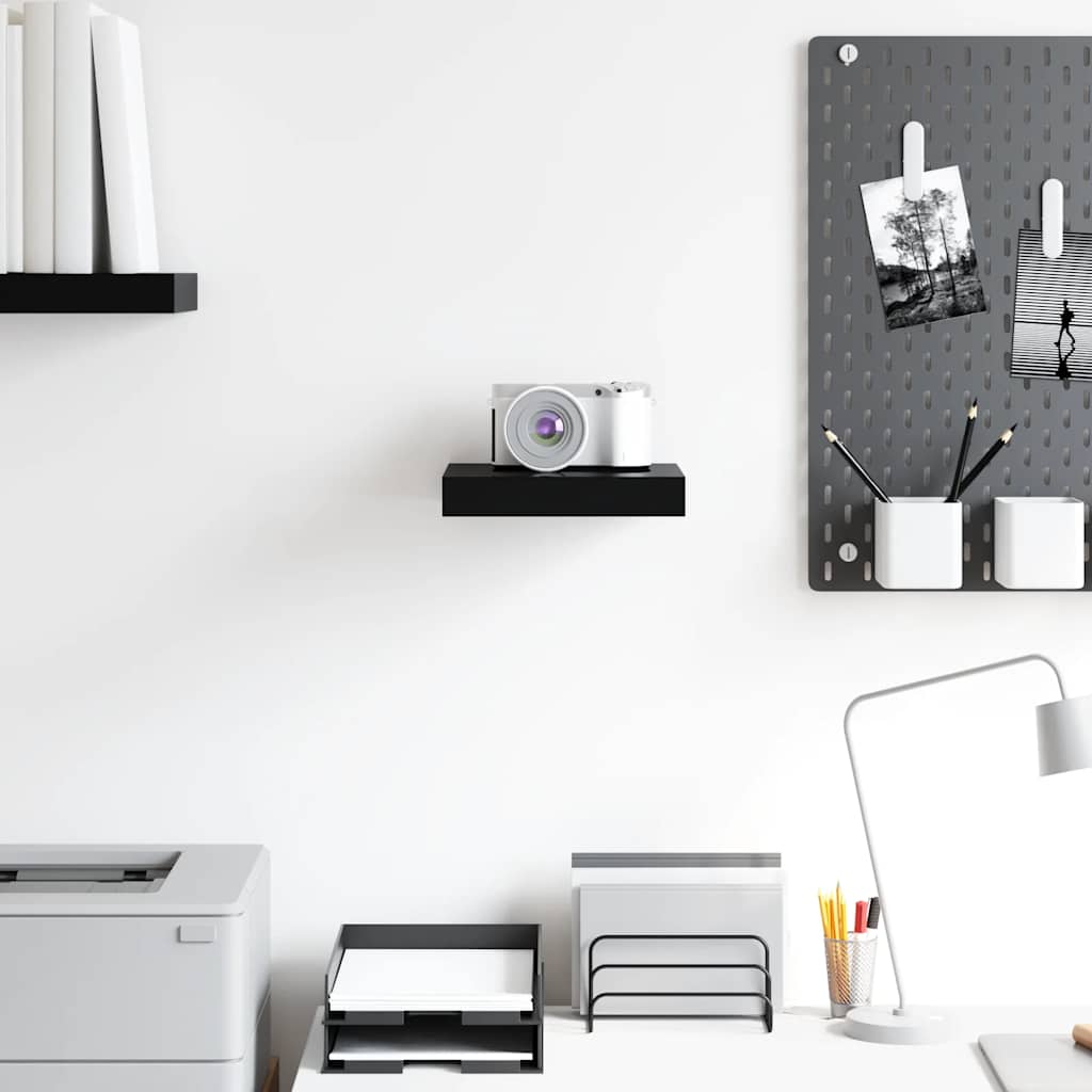 vidaXL Floating Wall Shelf High Gloss Black 23x23.5x3.8 cm MDF