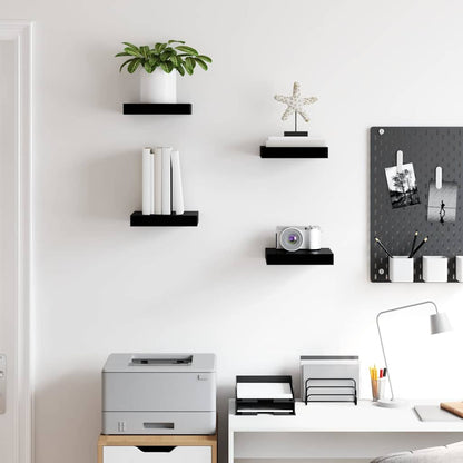 vidaXL Floating Wall Shelves 4 pcs High Gloss Black 23x23,5x3,8 cm MDF