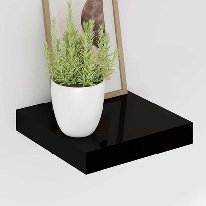vidaXL Floating Wall Shelves 4 pcs High Gloss Black 23x23,5x3,8 cm MDF