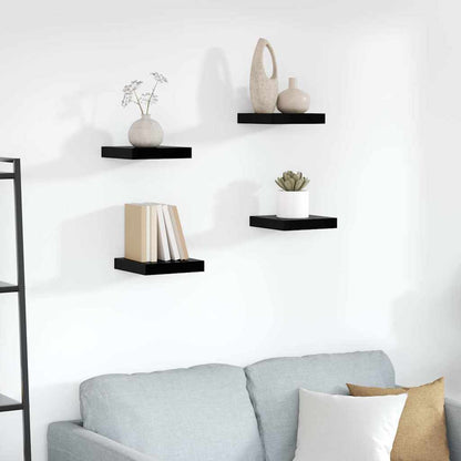 vidaXL Floating Wall Shelves 4 pcs High Gloss Black 23x23,5x3,8 cm MDF
