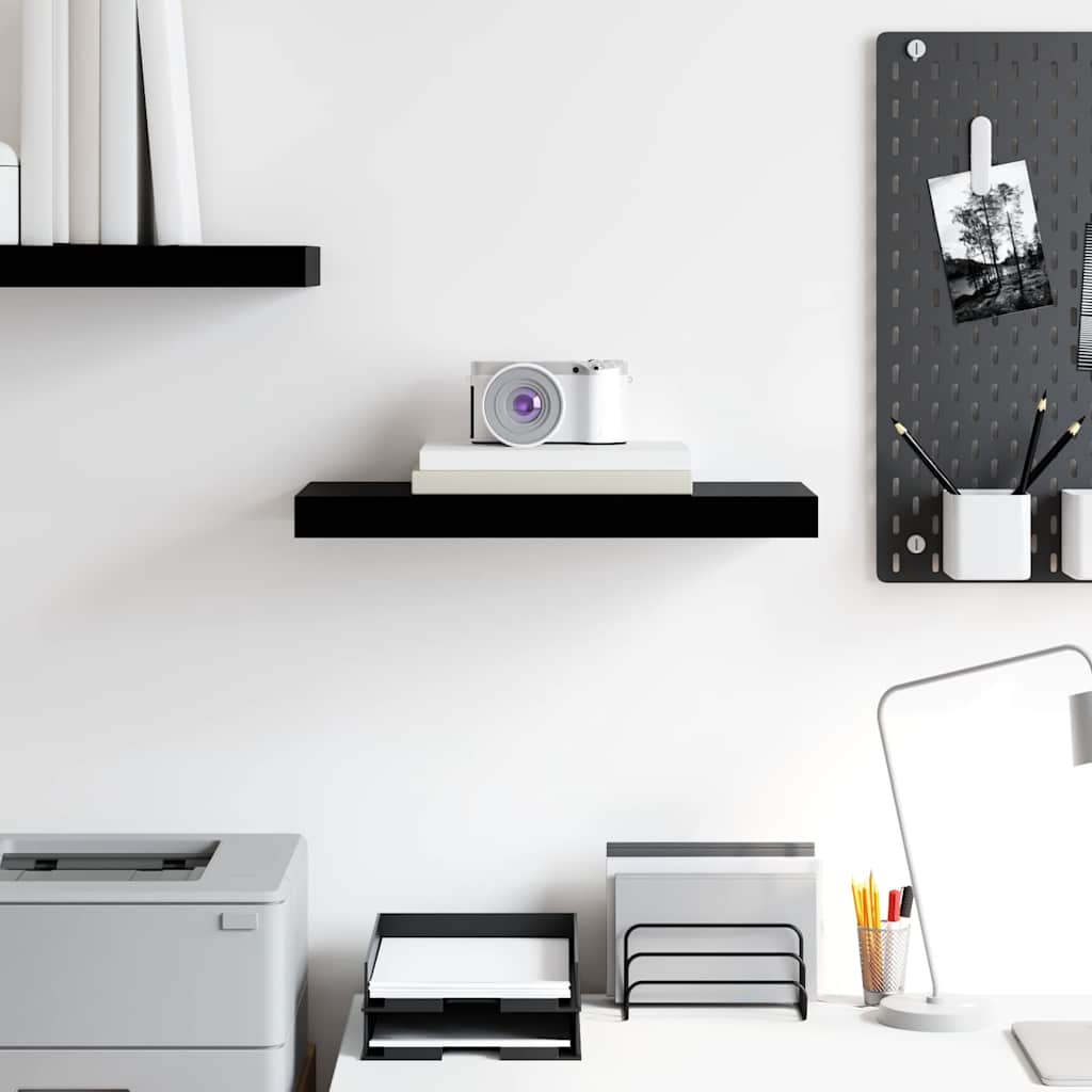 vidaXL Floating Wall Shelf High Gloss Black 50x23x3.8 cm MDF