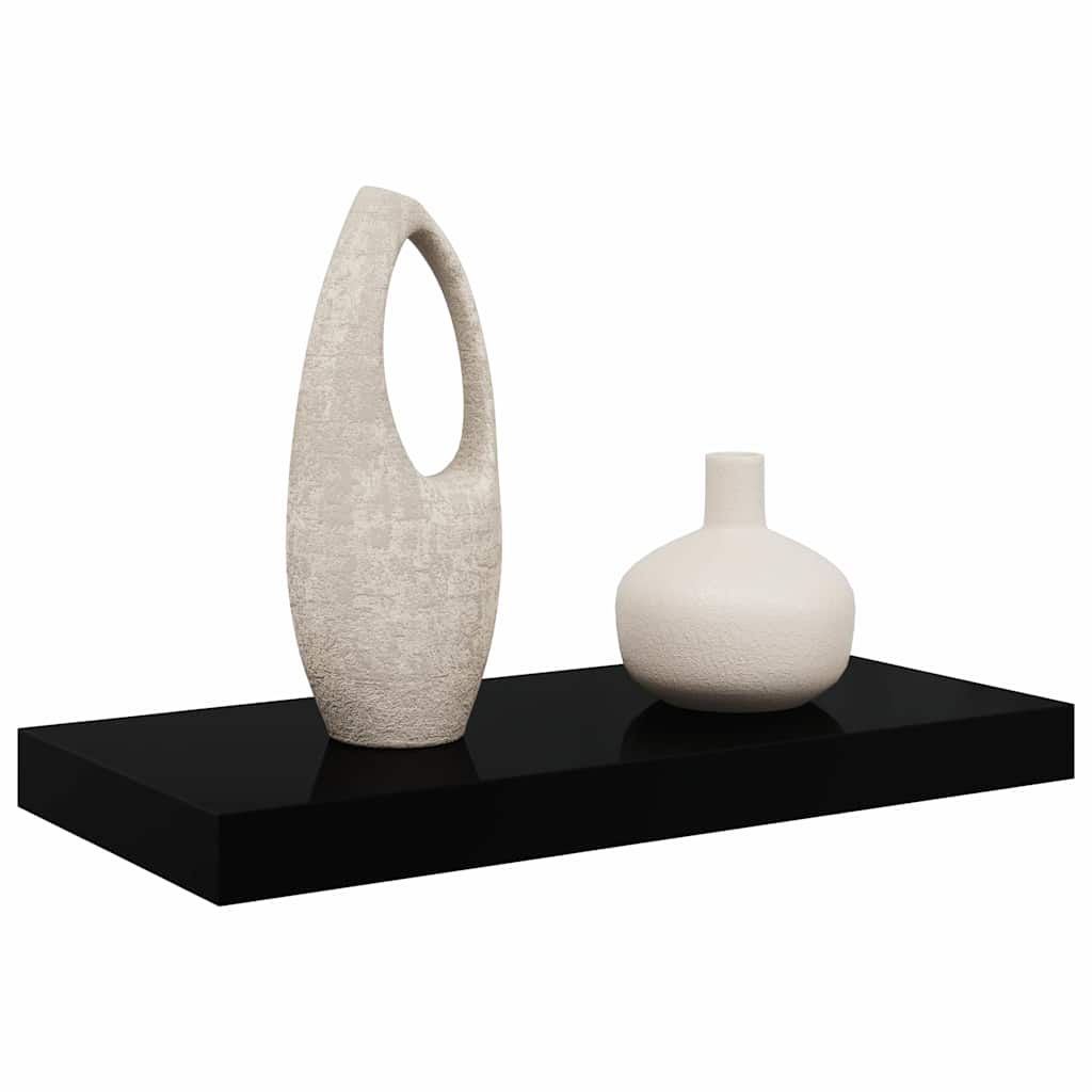 vidaXL Floating Wall Shelf High Gloss Black 50x23x3.8 cm MDF