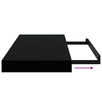 vidaXL Floating Wall Shelf High Gloss Black 50x23x3.8 cm MDF