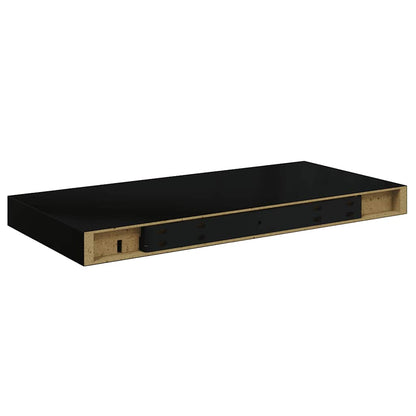 vidaXL Floating Wall Shelves 2 pcs High Gloss Black 50x23x3.8 cm MDF