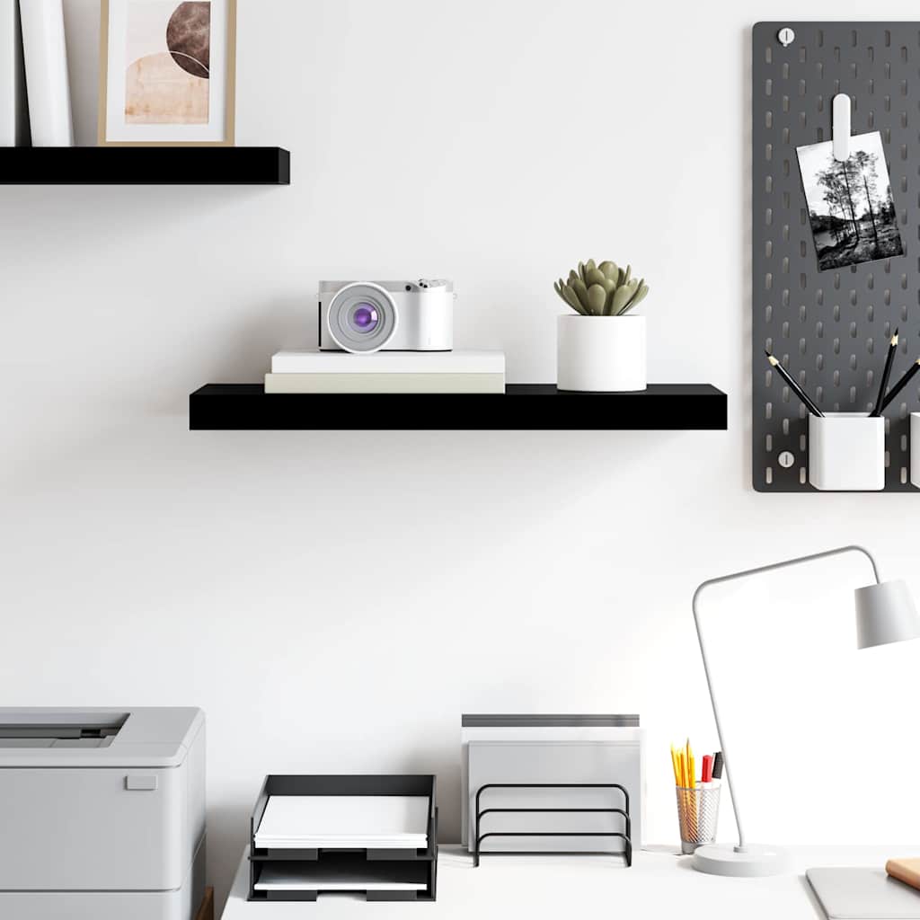 vidaXL Wall Shelf | Shiny black | Honeycomb MDF, metal | Medium | Gloss Finish